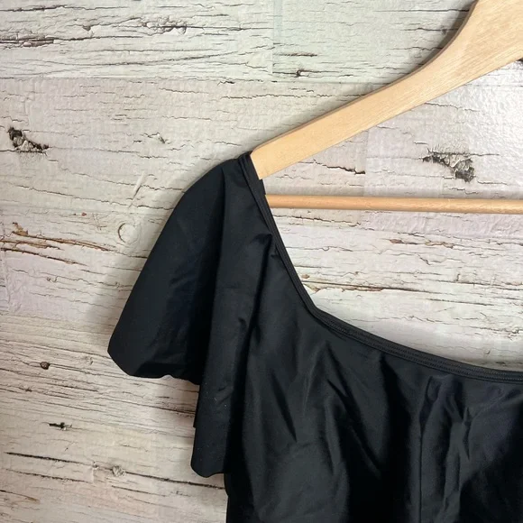 Pink blush maternity swim black size large ruffle - Picture 4 of 10